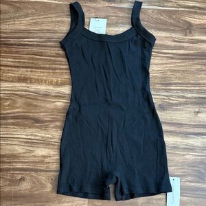 RUMORED Black Ribbed Tank Romper Size XS